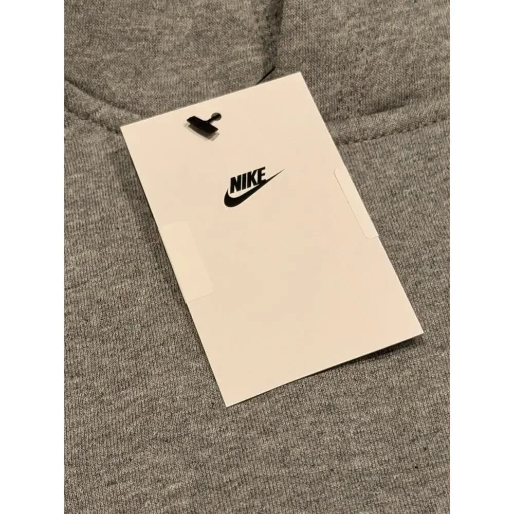 Nike Hoodie Boy Small Gray Pullover Fleece Swoosh Logo BV3757-091 Sweatshirt Kid